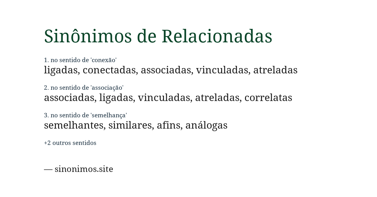 Sinônimo de relacionadas