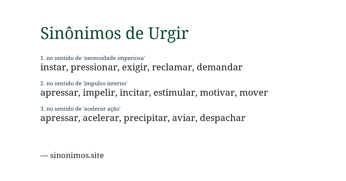 Sinônimo de urgir