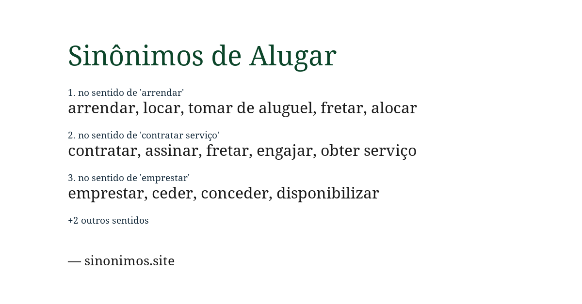 Sinônimo de alugar