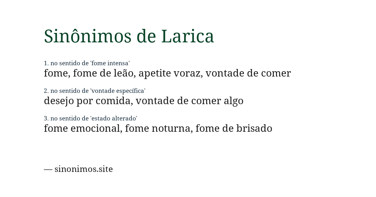Sinônimo de larica