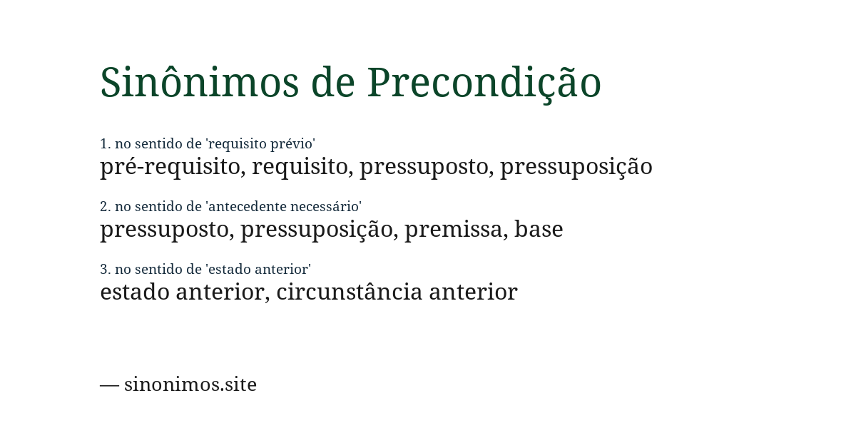 Sinônimo de precondição