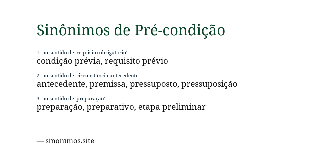 Sinônimo de pré-condição