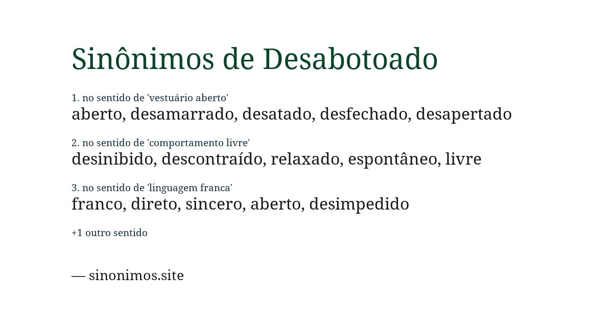 Sinônimo de desabotoado