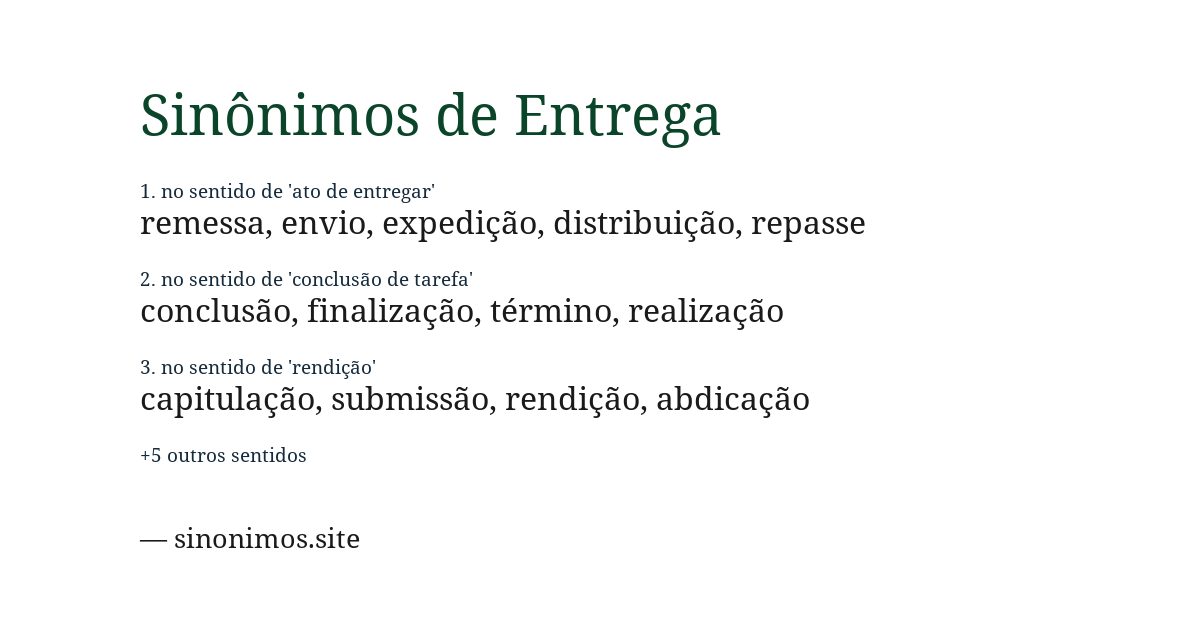 Sinônimo de entrega