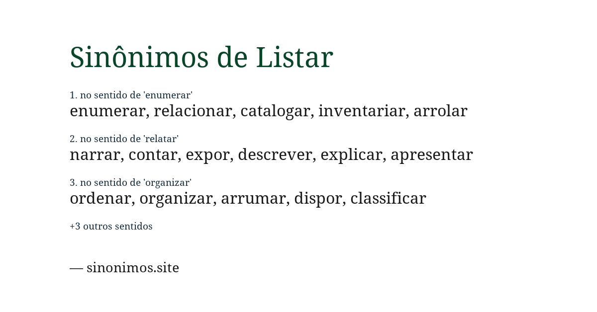 Sinônimo de listar