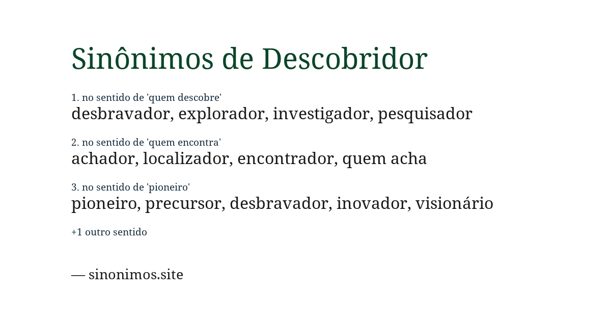 Sinônimo de descobridor
