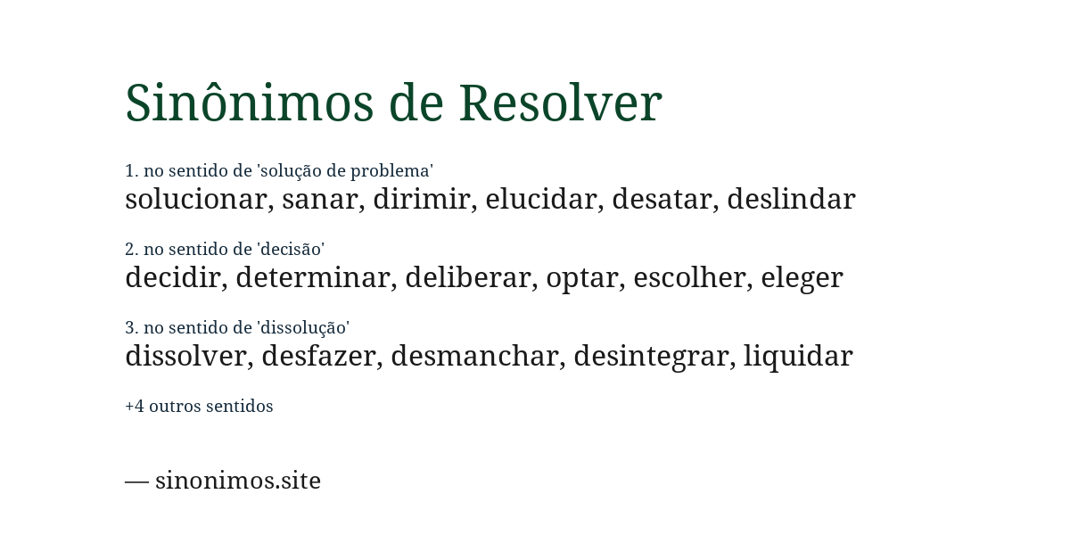 Sinônimo de resolver
