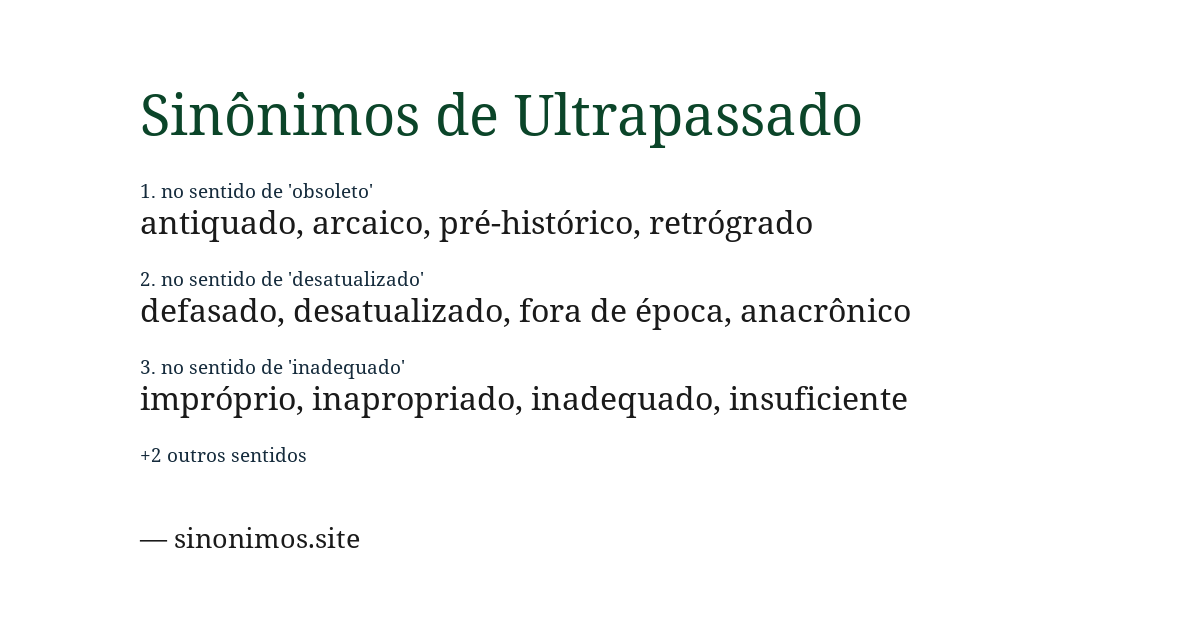 Sinônimo de ultrapassado