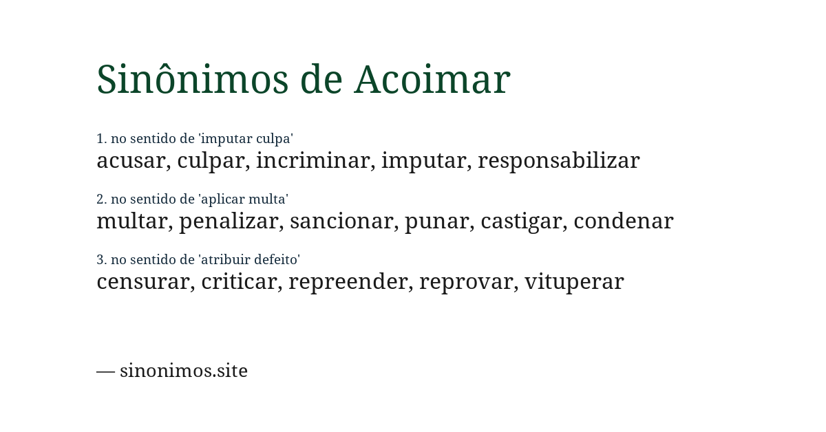 Sinônimo de acoimar