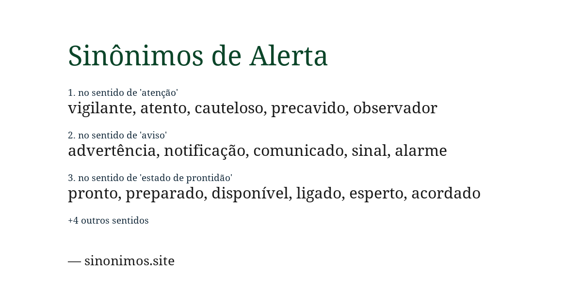 Sinônimo de alerta