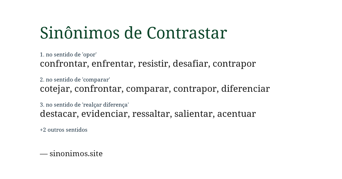 Sinônimo de contrastar