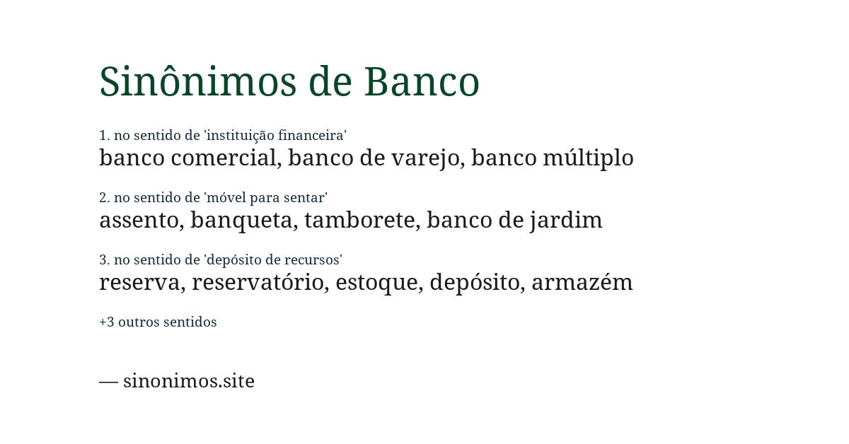 Sinônimo de banco