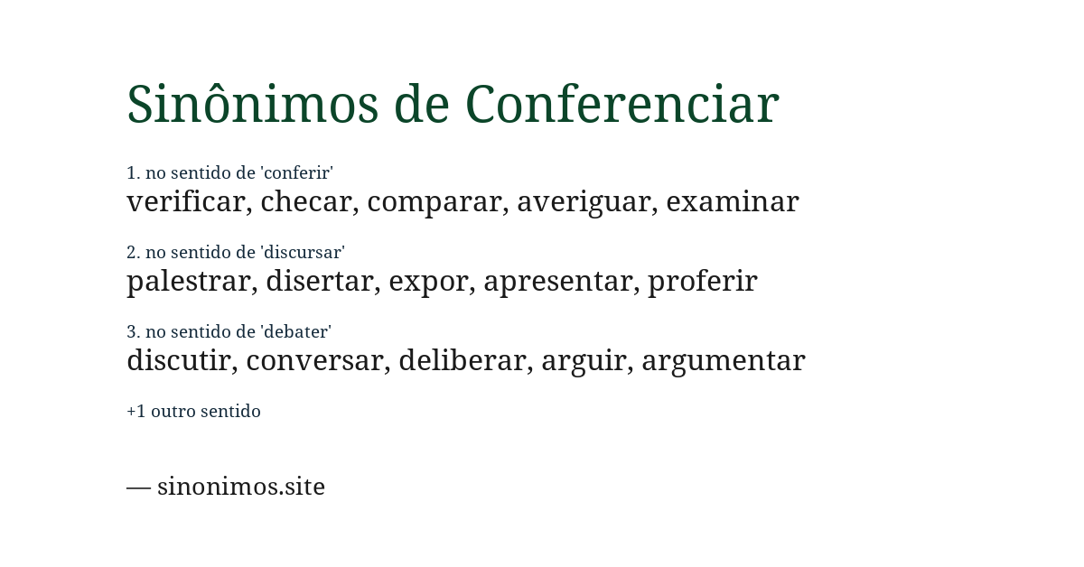 Sinônimo de conferenciar