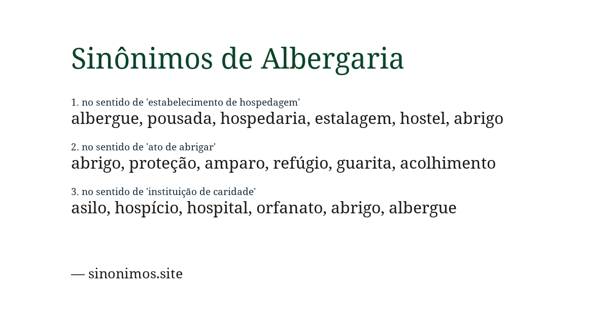 Sinônimo de albergaria