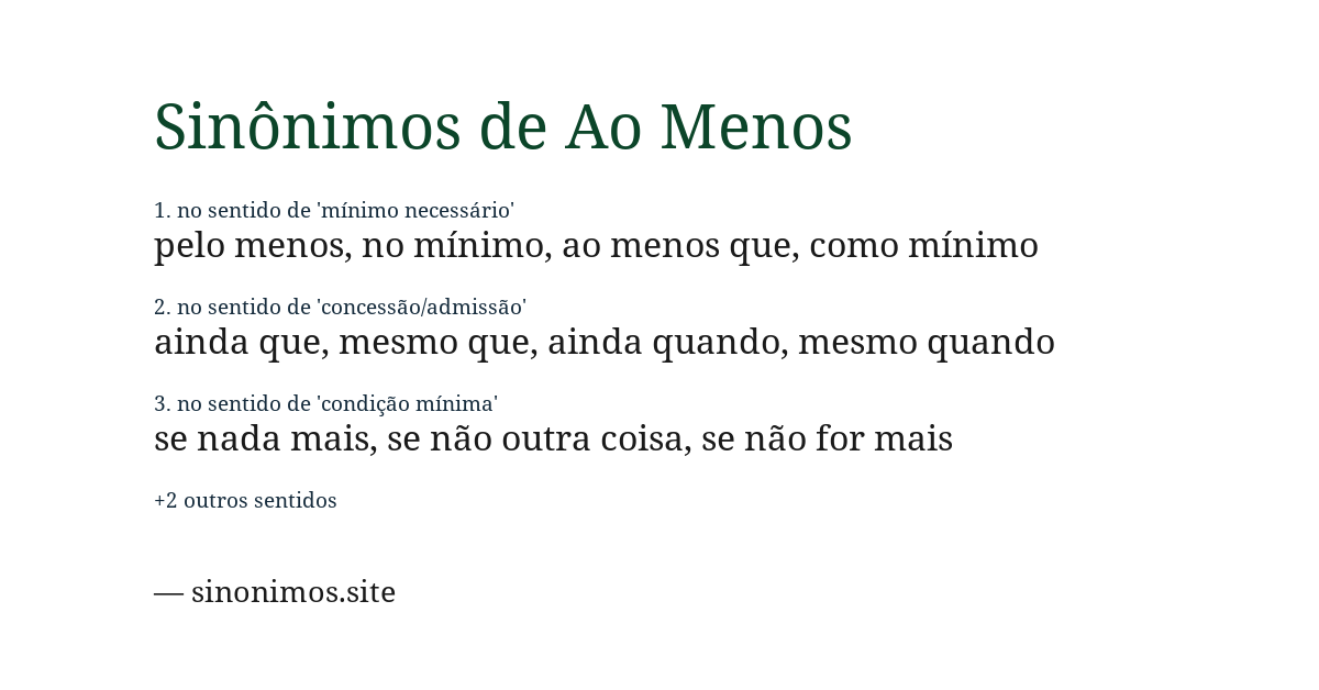 Sinônimo de ao menos