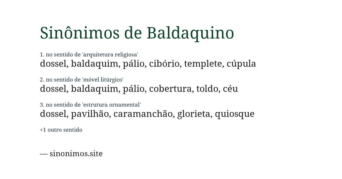 Sinônimo de baldaquino