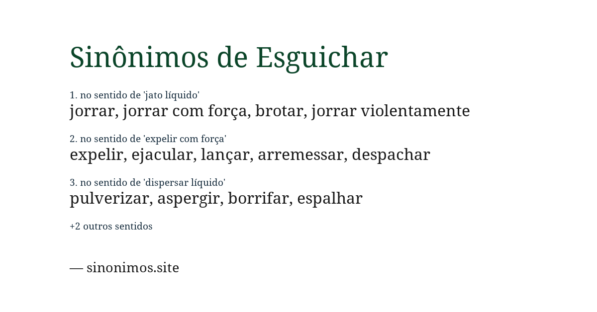 Sinônimo de esguichar