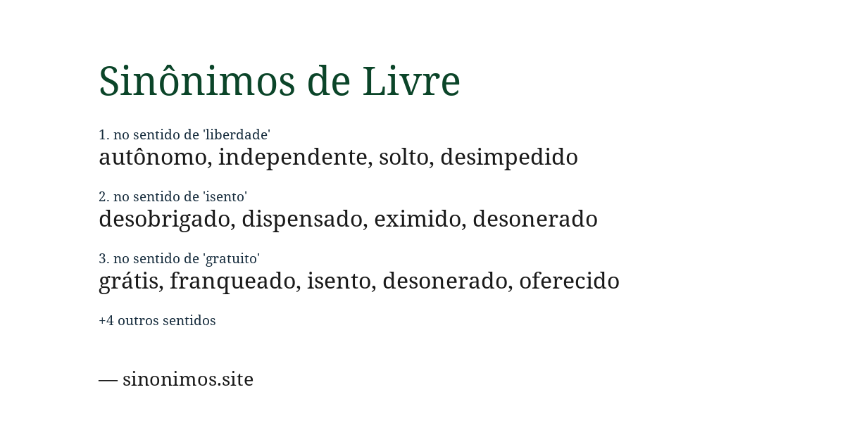 Sinônimo de livre