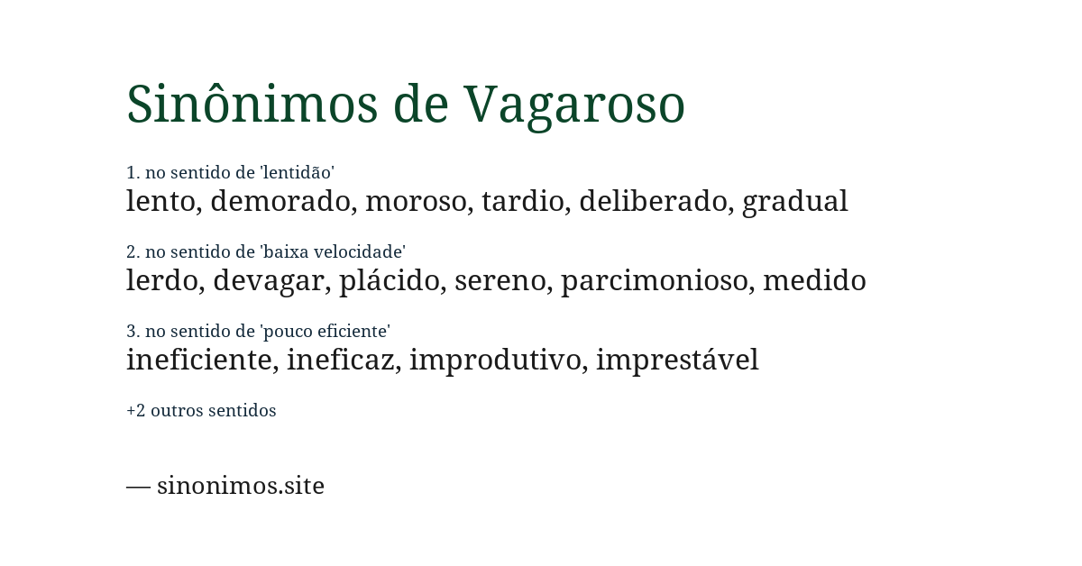 Sinônimo de vagaroso