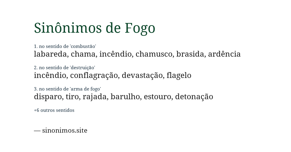 Sinônimo de fogo