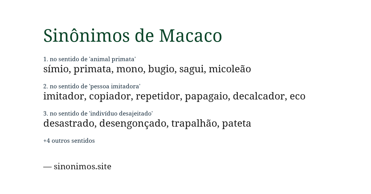 Sinônimo de macaco