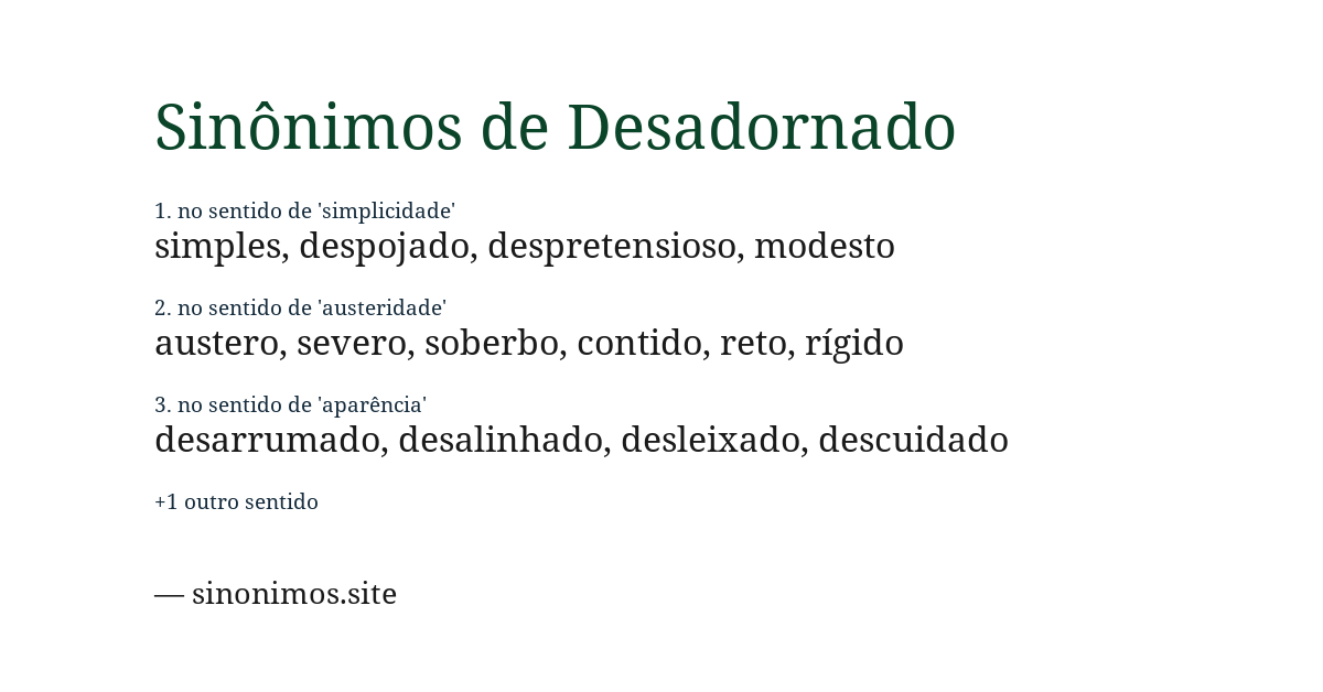 Sinônimo de desadornado