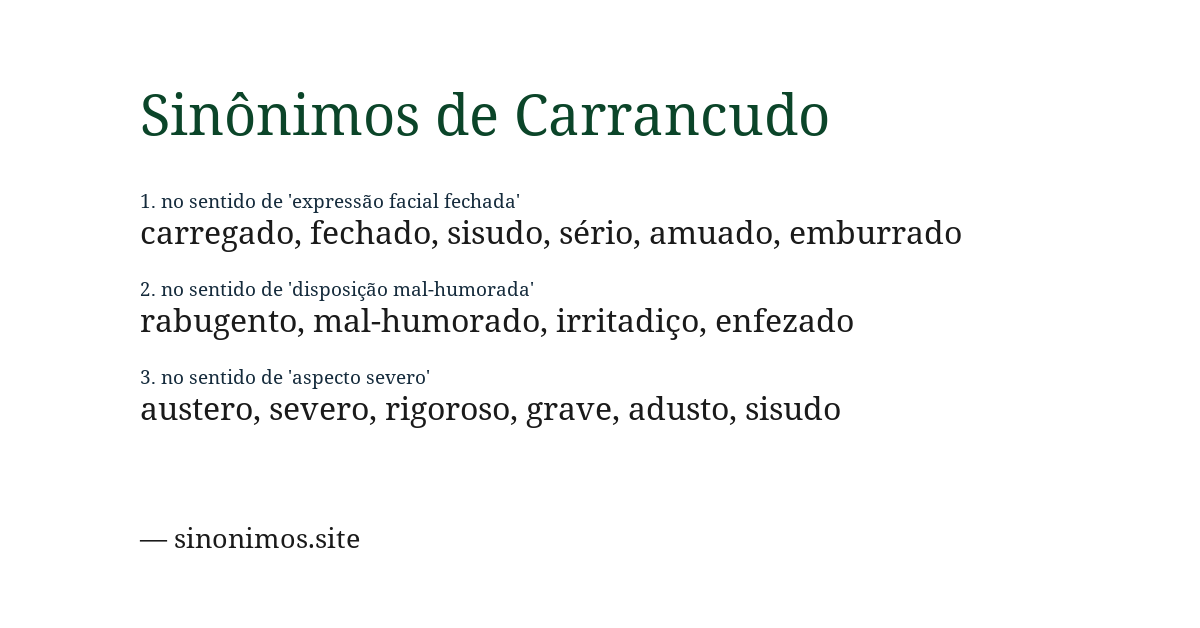 Sinônimo de carrancudo