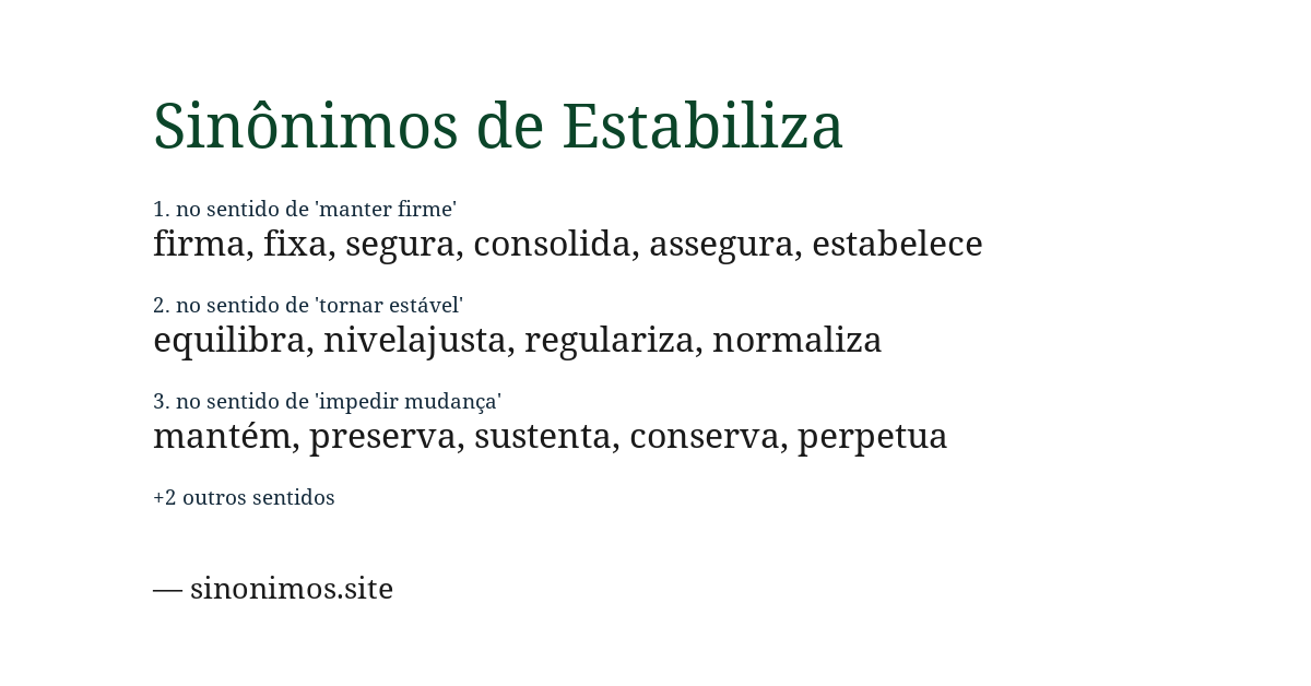 Sinônimo de estabiliza