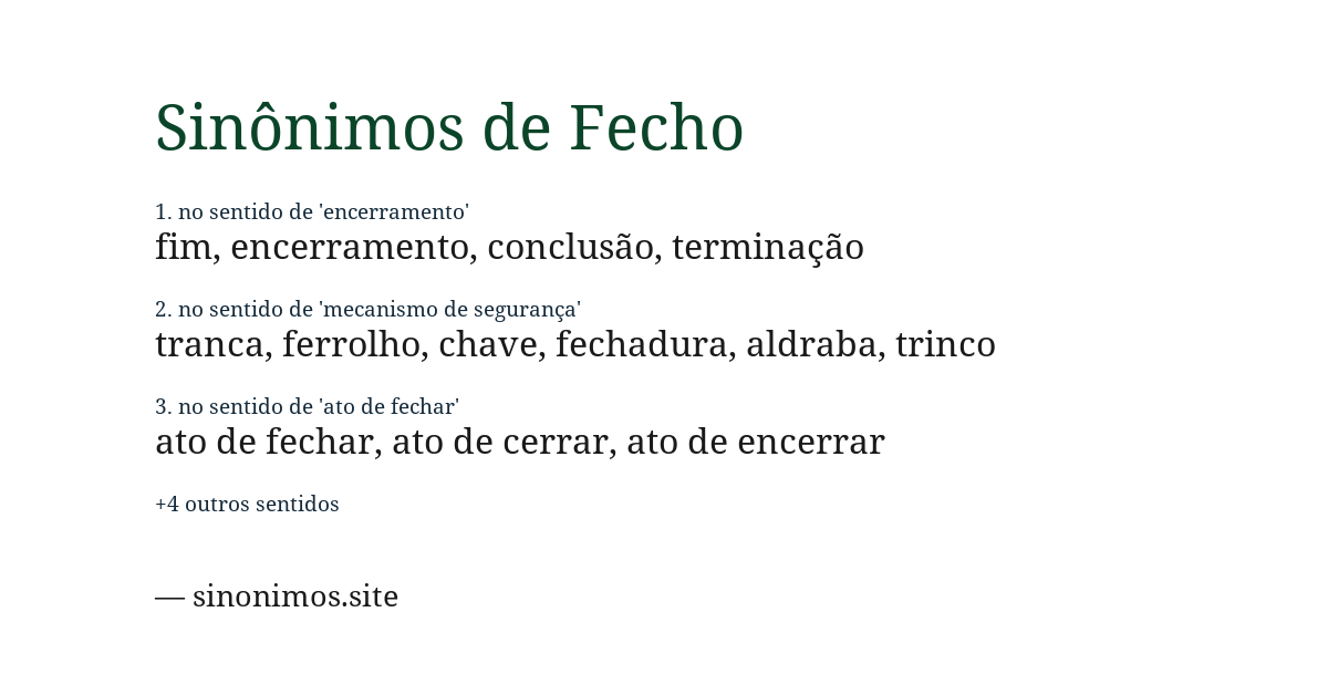 Sinônimo de fecho