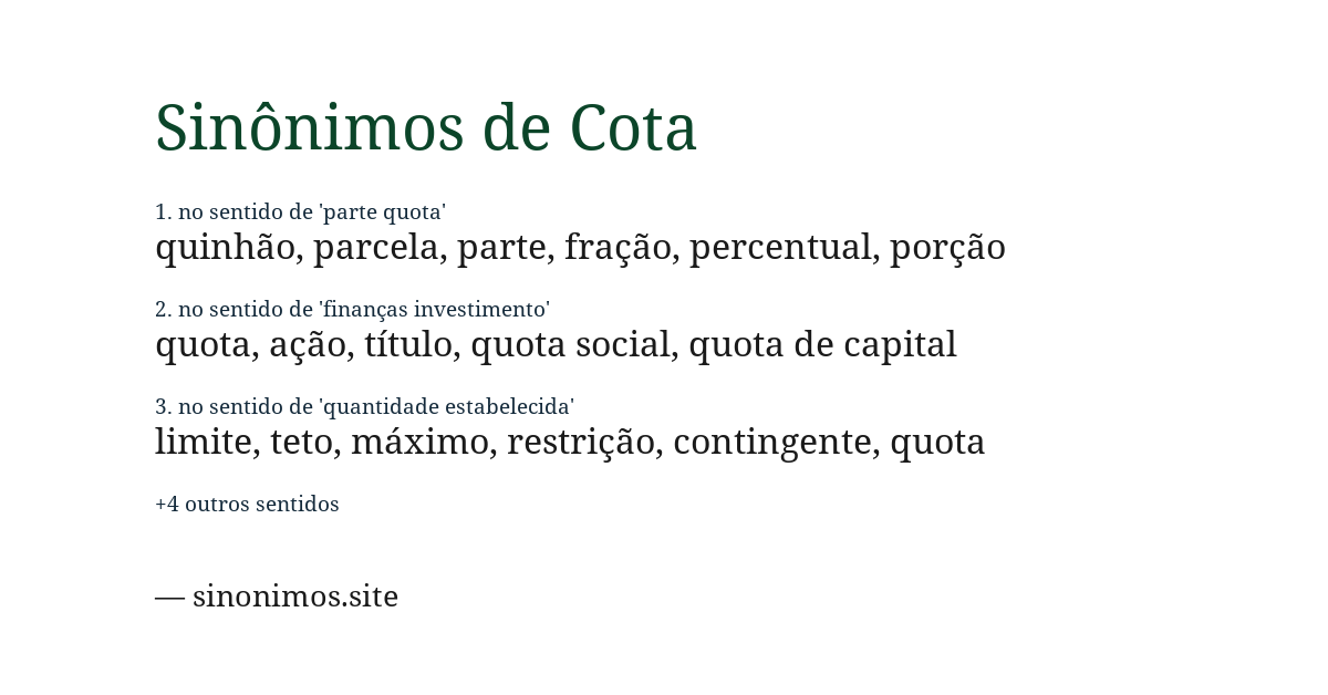 Sinônimo de cota