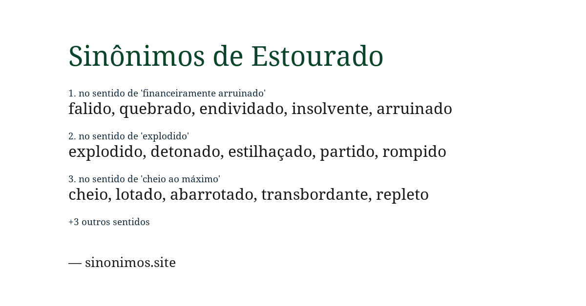 Sinônimo de estourado