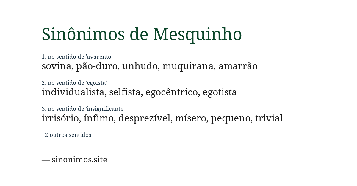 Sinônimo de mesquinho
