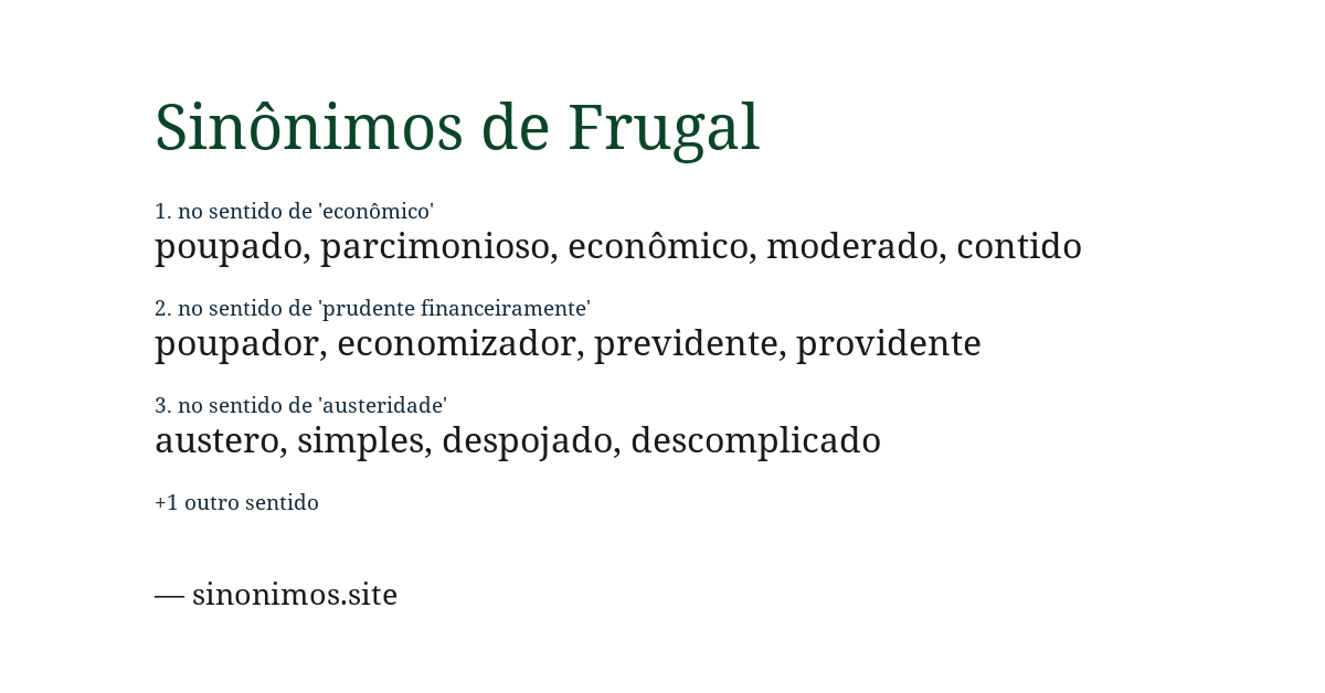 Sinônimo de frugal