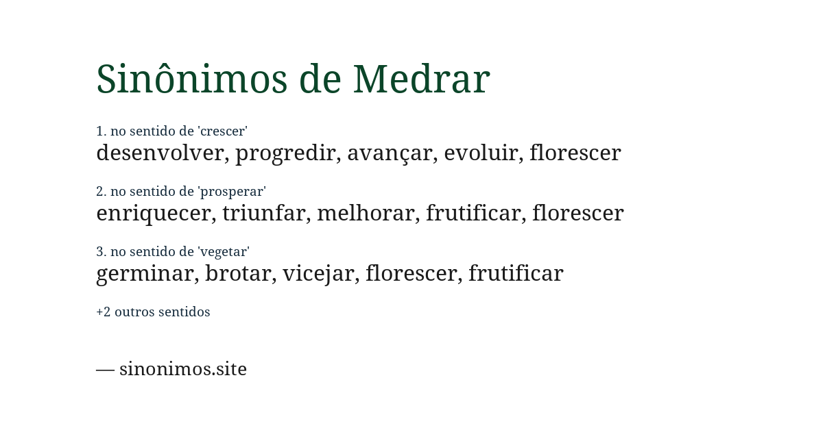 Sinônimo de medrar