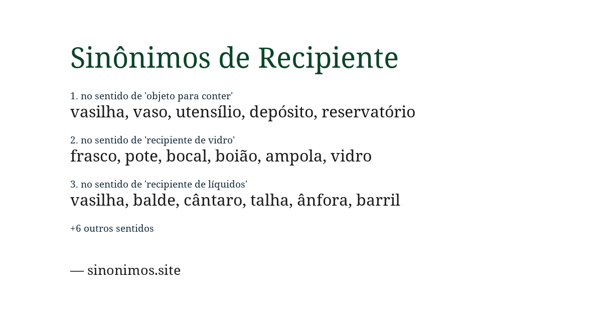 Sinônimo de recipiente