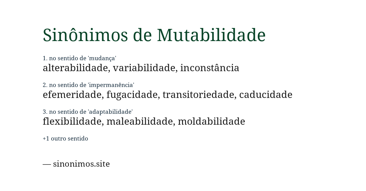 Sinônimo de mutabilidade