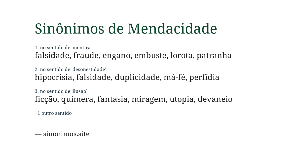 Sinônimo de mendacidade