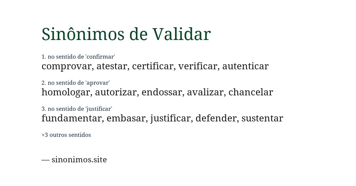 Sinônimo de validar