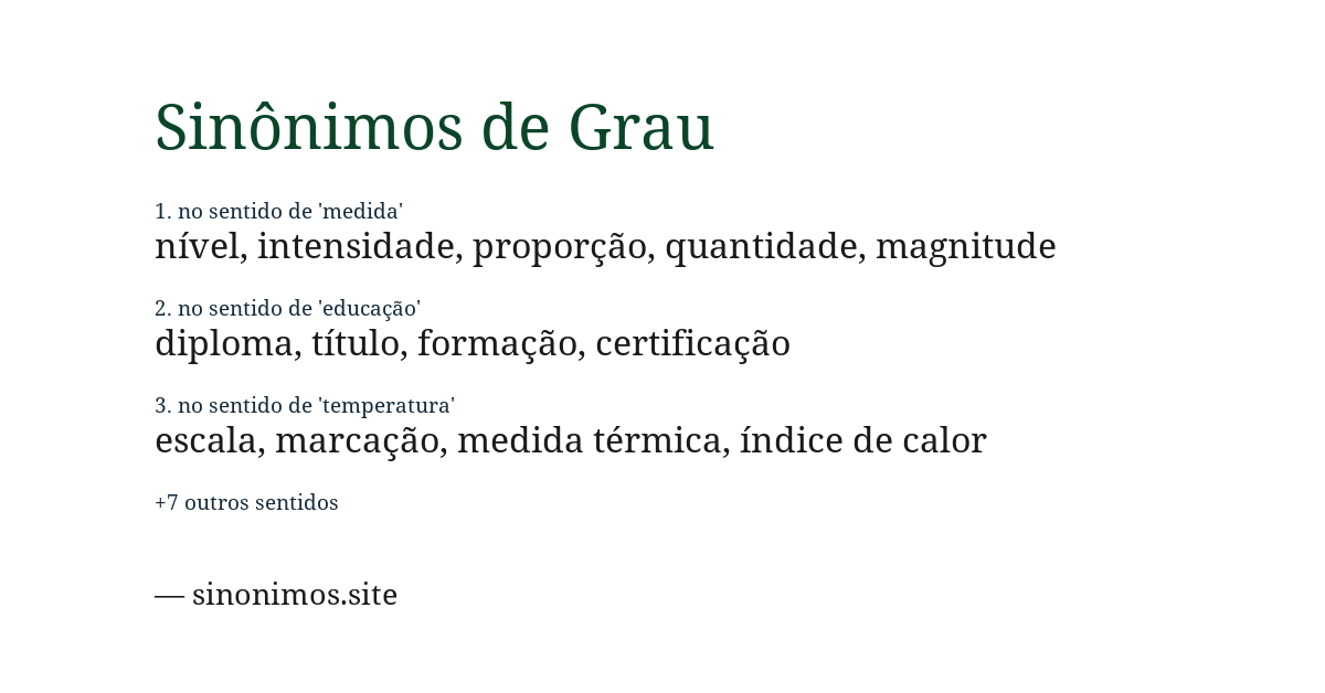 Sinônimo de grau