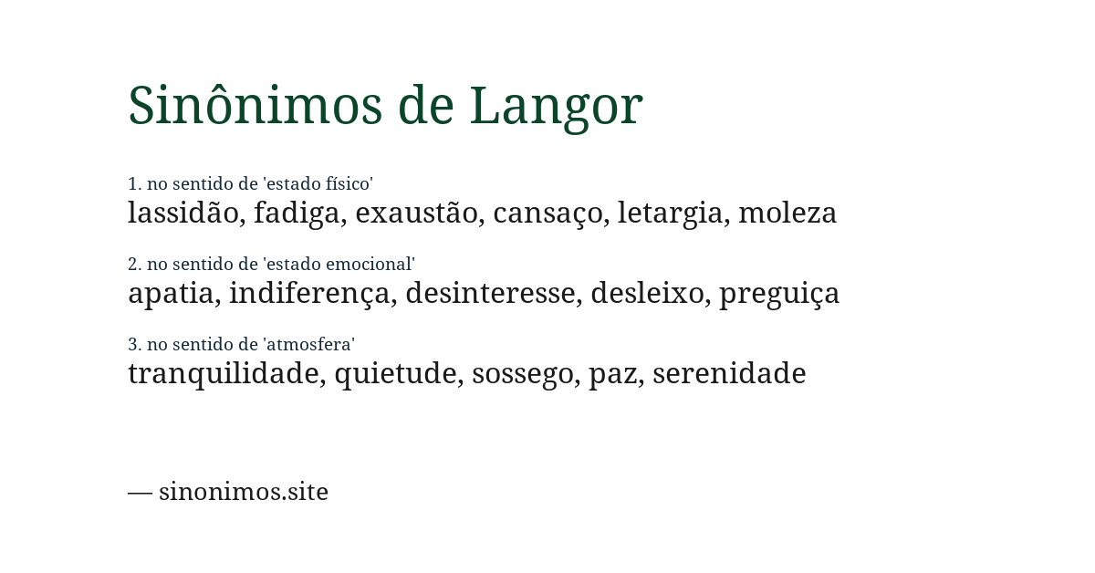 Sinônimo de langor