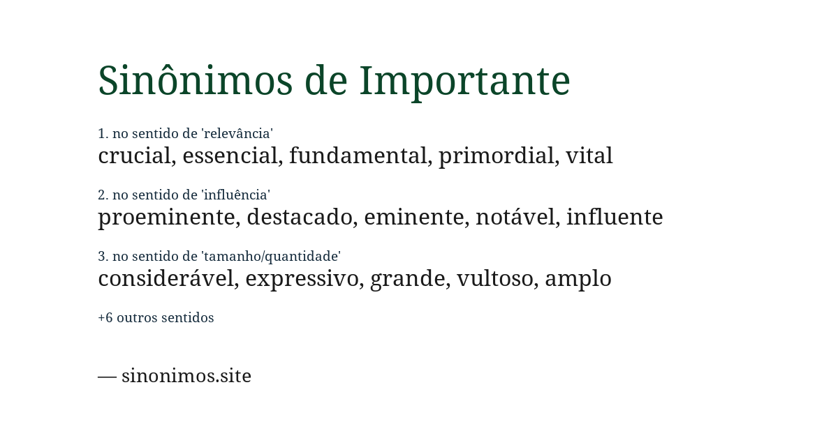 Sinônimo de importante