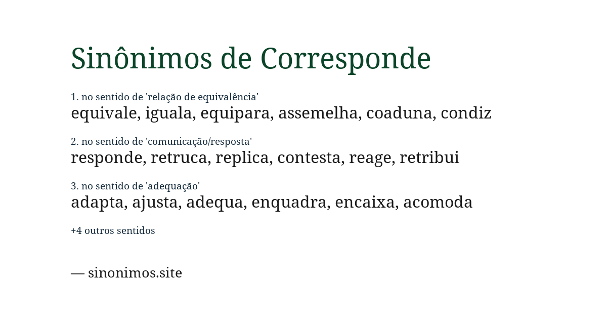 Sinônimo de corresponde