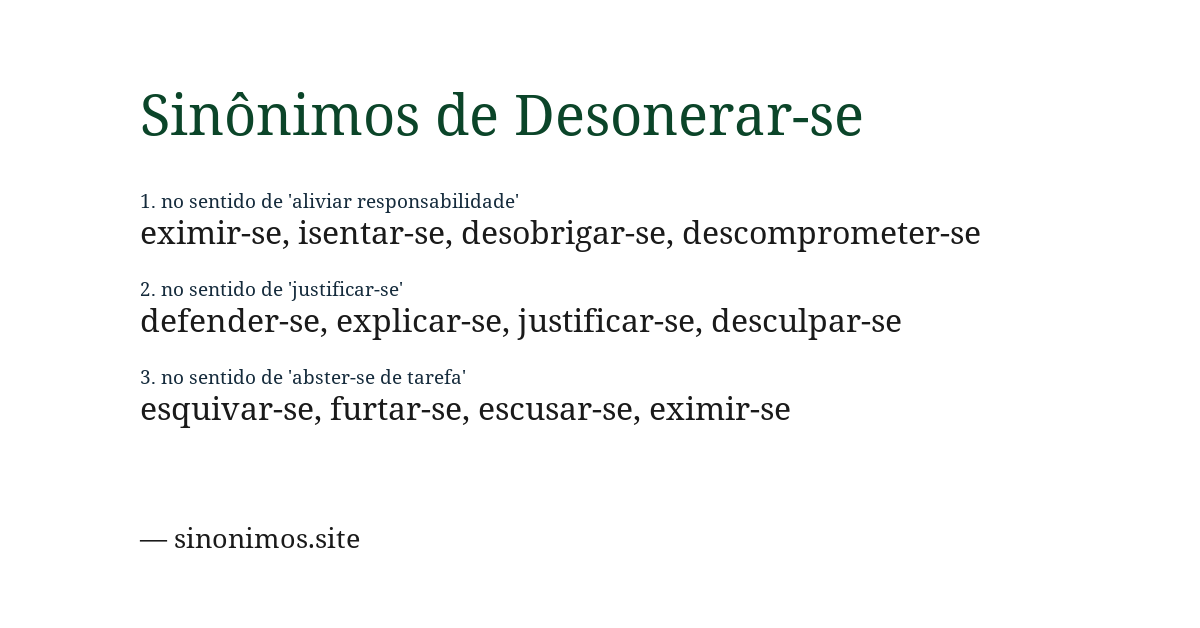 Sinônimo de desonerar-se