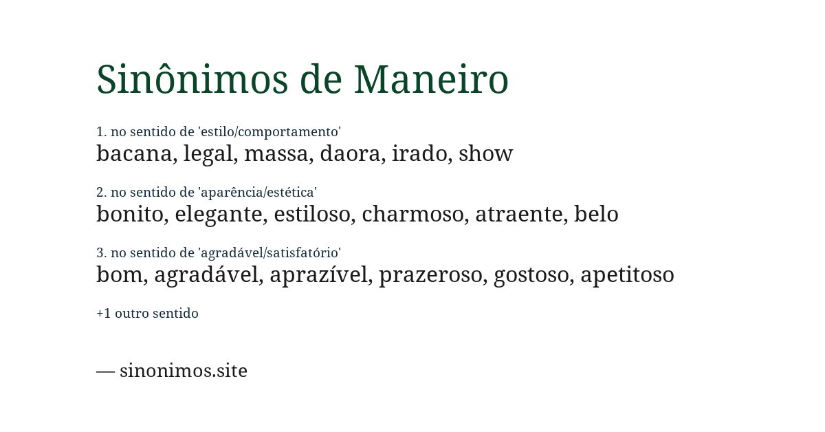 Sinônimo de maneiro