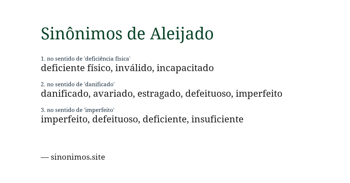 Sinônimo de aleijado