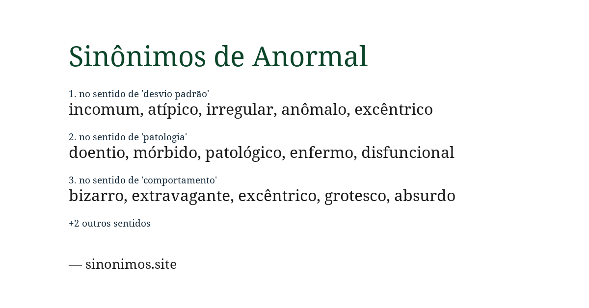 Sinônimo de anormal