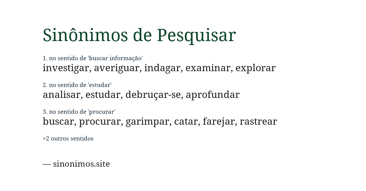 Sinônimo de pesquisar