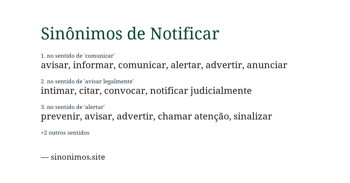 Sinônimo de notificar