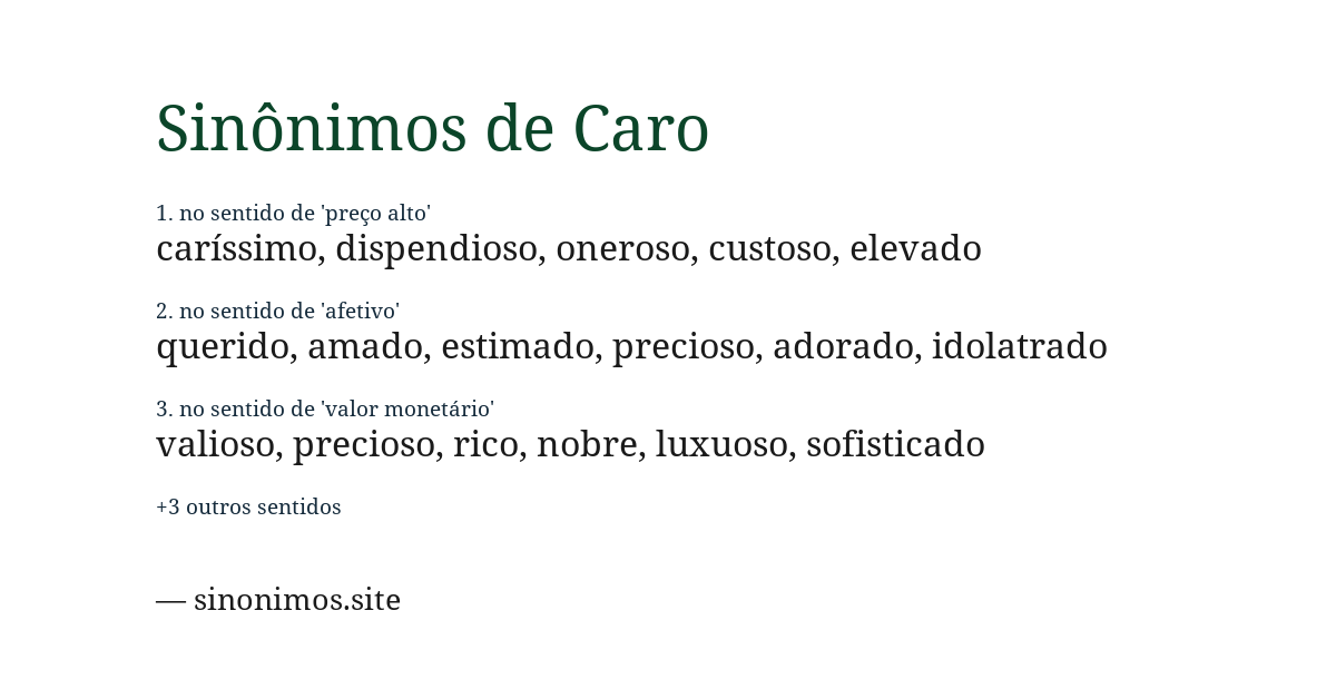 Sinônimo de caro