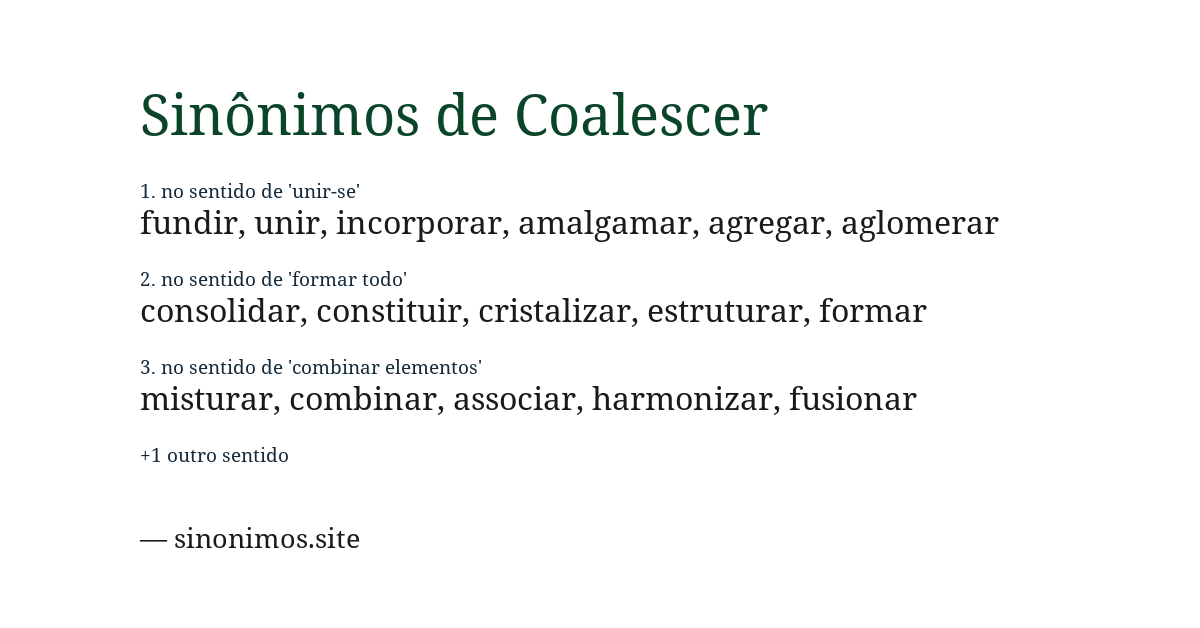 Sinônimo de coalescer